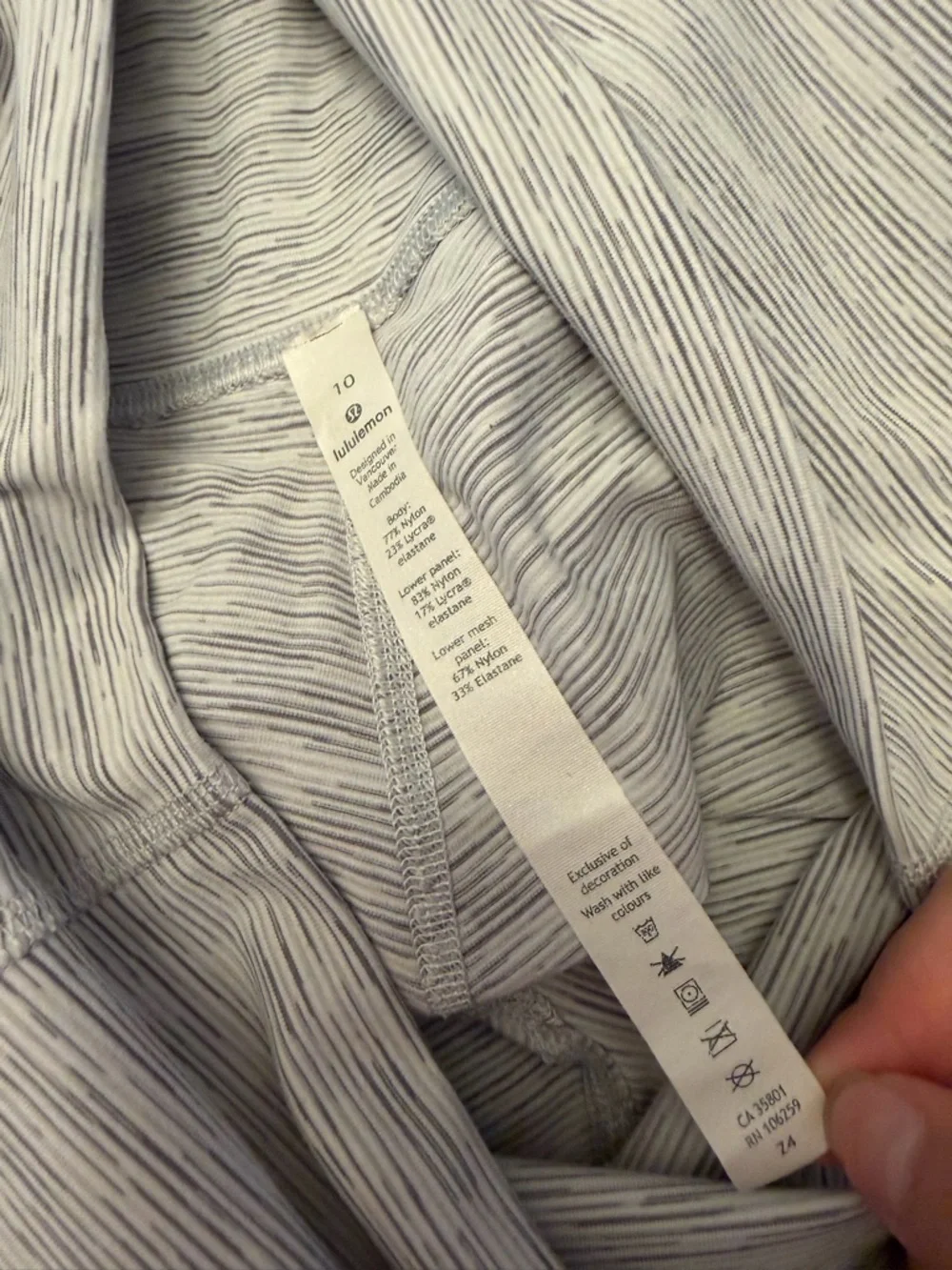 lululemon athletica Light Gray Space-Dye Capri Leggings with White Stripe